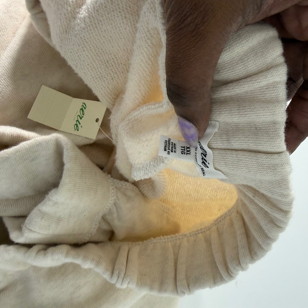 Aerie Wide Leg Sweatpants Cream Heather High Waisted Fleece Lounge Pants XXL NWT - Picture 4 of 6